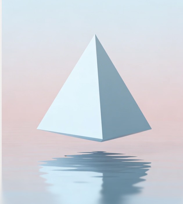 Pastel 3-D render of a matte pyramid
